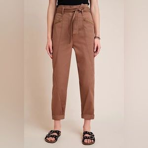 Anthropologie Ellie Pants; high waisted belted crop pants size 4